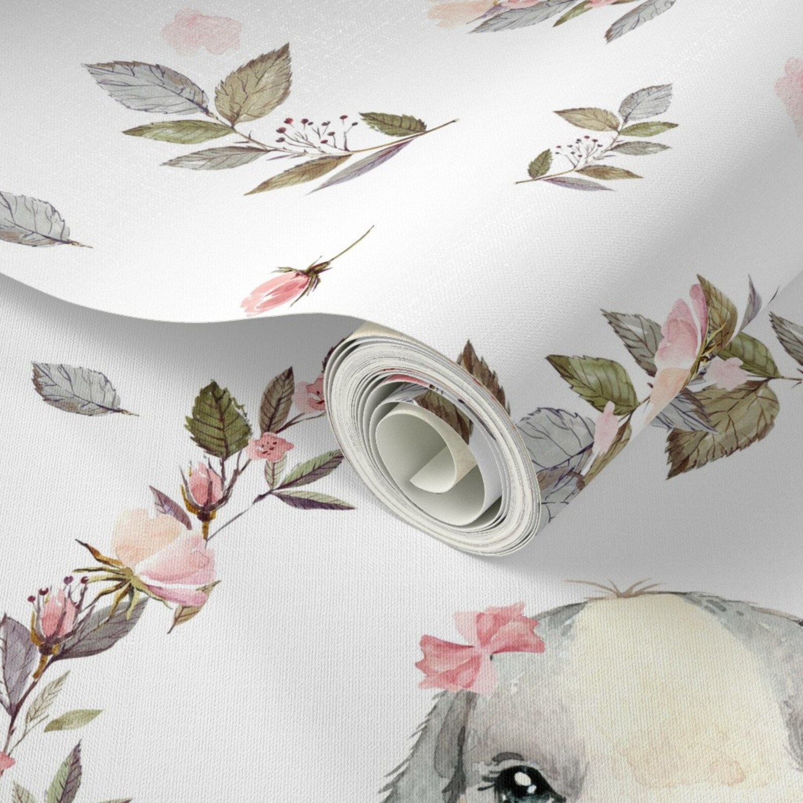 Bunny Wallpaper Pink Bunny With Bow Flowers by Shopcabin - Etsy