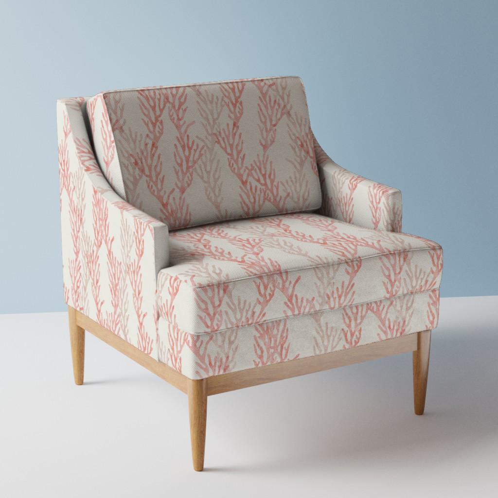 Tela de tapicería Coastal Coral - Coastal de littlearrowdesign - Tela Sea Life Nautical Pink Peach White cortada a medida con Spoonflower