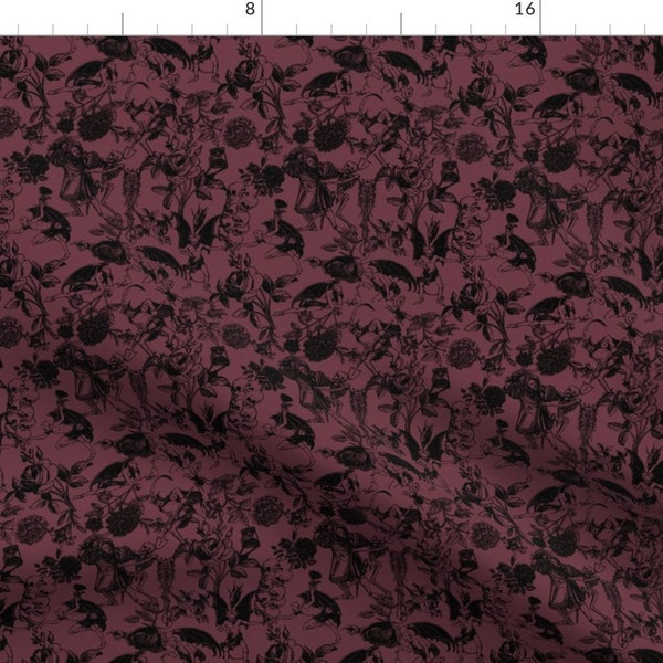 Gothic Fabric - Demons And Roses by yesterdaycollection - Horror Rose Floral Halloween Spooky Autumn Fall Fabric by the Yard by Spoonflower