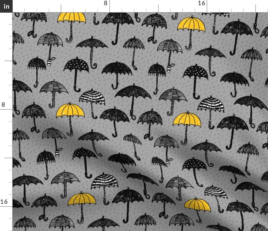 Yellow Umbrella Fabric One Yellow Umbrella by Celebrindal - Etsy