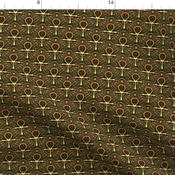 Ankh Fabric - Ankh By Stofftoy - Ancient Egypt Hieroglyphics Life Symbols Historical Upholstery Cotton Fabric By The Yard With Spoonflower