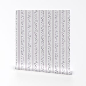 Vintage Floral Removable Peel and Stick Wallpaper - Antique Stripe - Wall Art Wall Decor - Purple Victorian Stripe by bluedaisystudio