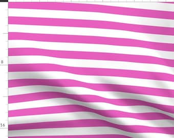 Stripes Fabric - Stripes Horizontal 1 Inch (2.54cm) - Light Pink White By Elsielevelsup - Pink Cotton Fabric By The Yard With Spoonflower