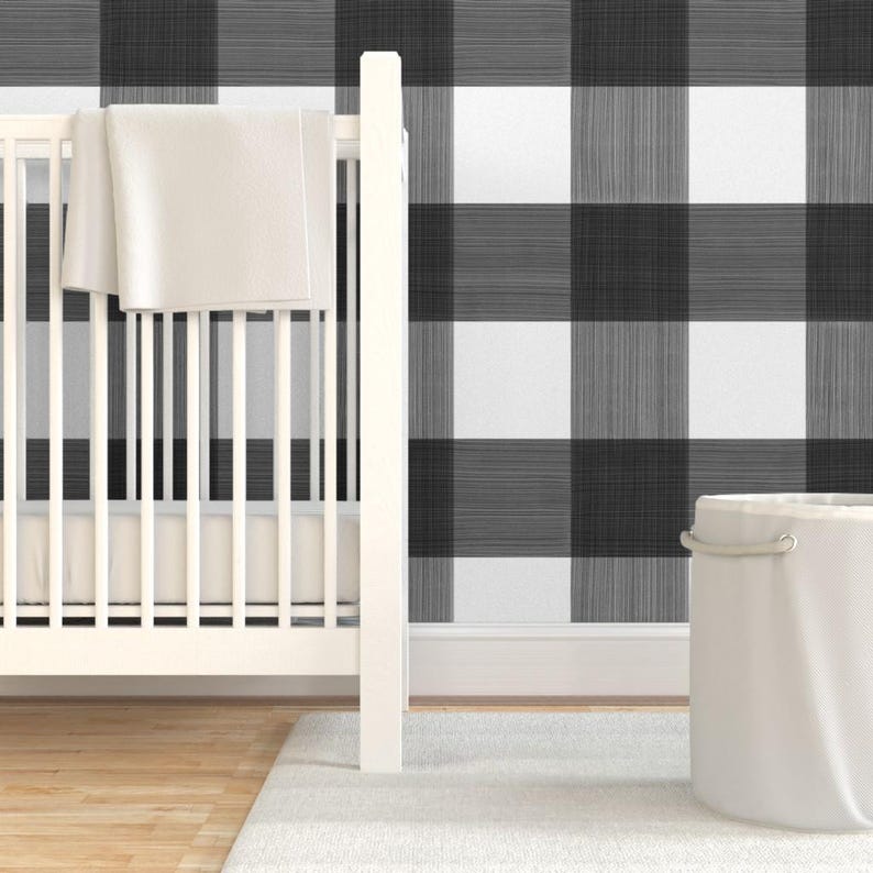 Buffalo Check Wallpaper - Black 6" Buffalo Plaid By Danika Herrick - Custom Printed Removable Self Adhesive Wallpaper Roll by Spoonflower image 6