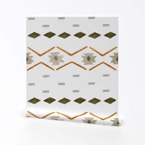 Tribal Mudcloth Wallpaper -Vintage Mudcloth / White By Hipkiddesigns - Custom Printed Removable Self Adhesive Wallpaper Roll by Spoonflower