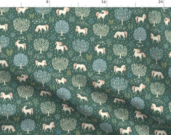 Trees Fabric - Unicorn Forest  by taranealart - Fantasy Princess Woods Renaissance Unicorns Magical Mythic Fabric by the Yard by Spoonflower