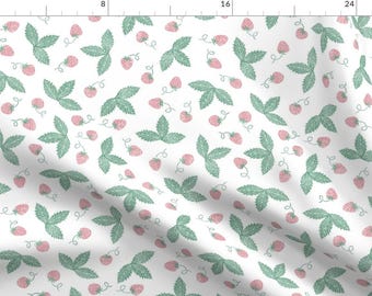 Simple Summer Strawberry Fabric - Spring Strawberries By Weavingmajor - Summer Fruit Cotton Fabric By The Yard With Spoonflower