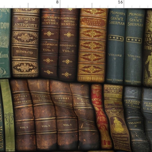 Library Books Fabric - Instant Library Large by peacoquettedesigns - Literature Literary Witty Victorian  Fabric by the Yard by Spoonflower