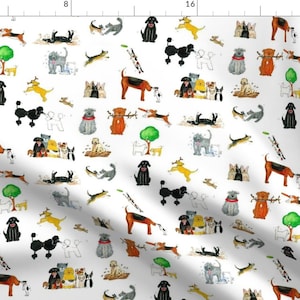 Dog Park Fabric - The Dog Park By Littleislandcompany - Dog Park Daycare Puppies Vet Pets White Cotton Fabric By The Yard With Spoonflower