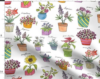 House Plants Fabric - Potted Plants By Lprspr - Plant Lover Plant Mom Flowers Garden Cotton Fabric By The Yard With Spoonflower