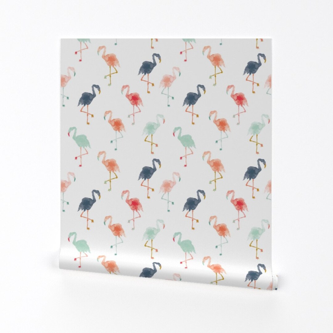 Flamingo Wallpaper - Flamingos A by Indybloomdesign - Pink Mint Blue ...