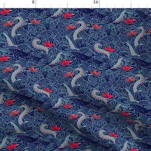 Small Scale Kraken Fabric - Tiny Octopus Playground By Honoluludesigns - Mask Scale Sea Monster Cotton Fabric By The Yard With Spoonflower