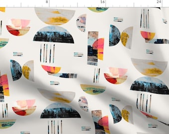 Abstract Watercolor Pattern Minimalist Fabric - Abstract Shapes By Jenflorentine - Abstract Cotton Fabric By The Yard With Spoonflower