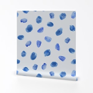 Watercolor Wallpaper - Large Scale Watercolor By Katerinaizotova - Blue Custom Printed Removable Self Adhesive Wallpaper Roll by Spoonflower
