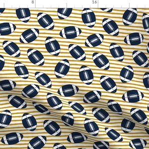 College Football Fabric - College Football (Blue And Gold) By Littlearrowdesign - Yellow Stripes Sports Print Fabric With Spoonflower