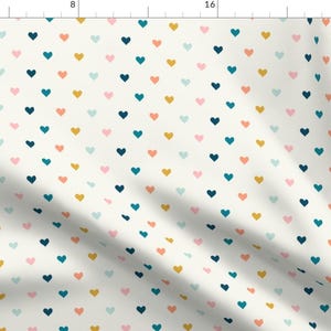 Heart Fabric - Valentines Day By Littlearrowdesign - White Blue Orange Pink Green Hearts Love Cotton Fabric By The Yard With Spoonflower