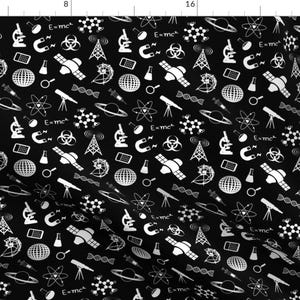 Science Class Fabric - Science In Black By Thin Line Textiles - Science Teacher Back to School Cotton Fabric By The Yard With Spoonflower