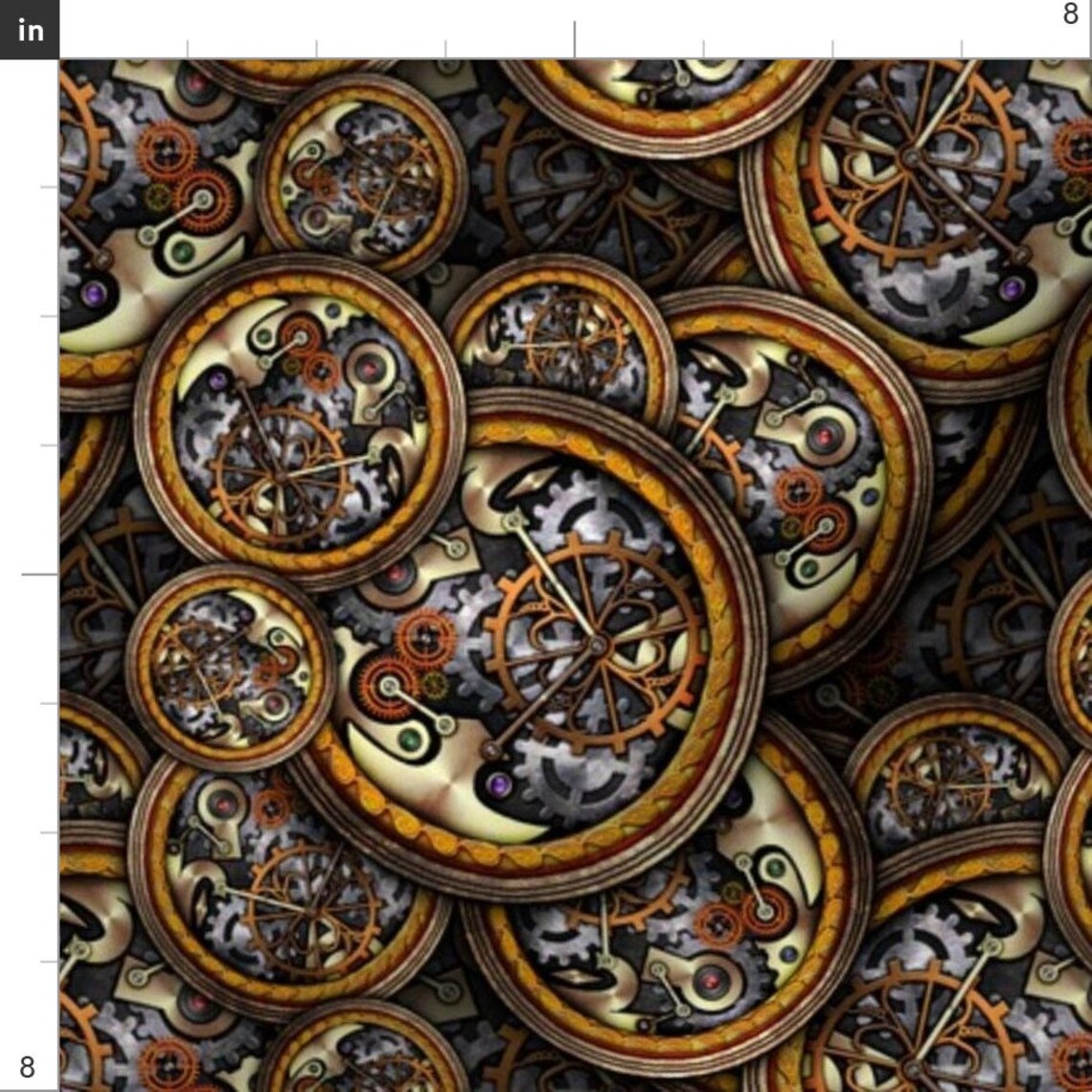 Steampunk Clock Gears Fabric Eye on Time by Leeleeandthebee Etsy