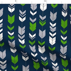 Arrow Fabric - Seahawks By Sugarpinedesign - Gray Green Navy Blue Sports Teams Football Kids Boys Cotton Fabric By The Yard With Spoonflower