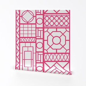 Art Deco Trellis Wallpaper - Trellis In F3497f By Danika Herrick - Pink Custom Printed Removable Self Adhesive Wallpaper Roll by Spoonflower