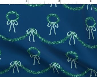 Holiday Fabric - Christmas Garland Wreath  by scarlet_soleil - Whimsical Decorations Swag Stripe Blender Fabric by the Yard by Spoonflower