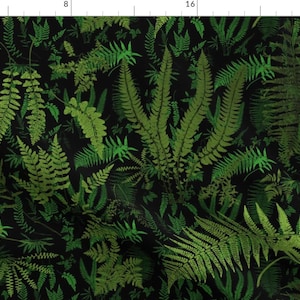 Botanical Green Ferns Fabric - Fern Botanical ~ Deep Nightshade By Peacoquettedesigns - Botanical Cotton Fabric By The Yard With Spoonflower