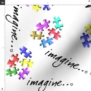 Autism Fabric - Autism Awareness Puzzle Pieces By Hot4tees Bg@Yahoo Com - Autism Puzzle Pieces Cotton Fabric By The Yard With Spoonflower immagine 3
