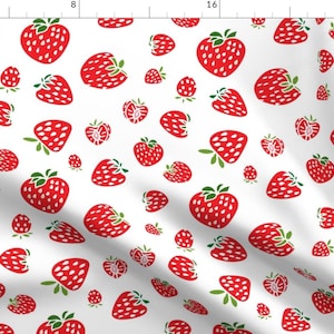 Strawberries Fabric - Strawberry Pattern By Benjiloudesigns - Strawberries Fruit Food Slices Red Cotton Fabric By The Yard With Spoonflower