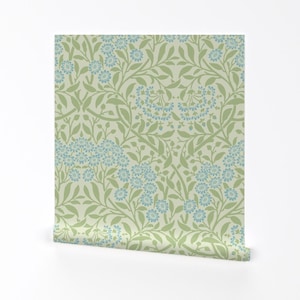 Woodblock Wallpaper - Morris Woodblock Wallpaper By Chantal Pare - Custom Printed Removable Self Adhesive Wallpaper Roll by Spoonflower