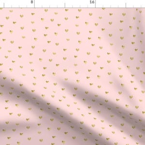 Tiny Gold Hearts Fabric - Gold And Pink Hearts By Juliabadeeva - Faux Metallic Gold Look Mask Cotton Fabric By The Yard With Spoonflower