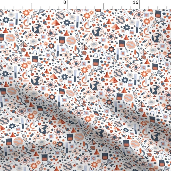 Medical Science Orange Blue Fabric - Science Matters Small Scale By Kylielouise - Medical Science Cotton Fabric By The Yard With Spoonflower