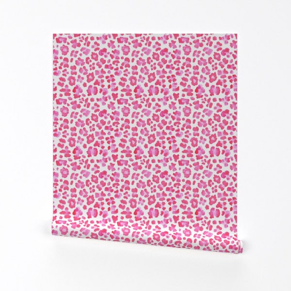 Pink Wallpaper - Leopard Pink by danika_herrick -  White Spots Animal Print Leopard  Removable Peel and Stick Wallpaper by Spoonflower