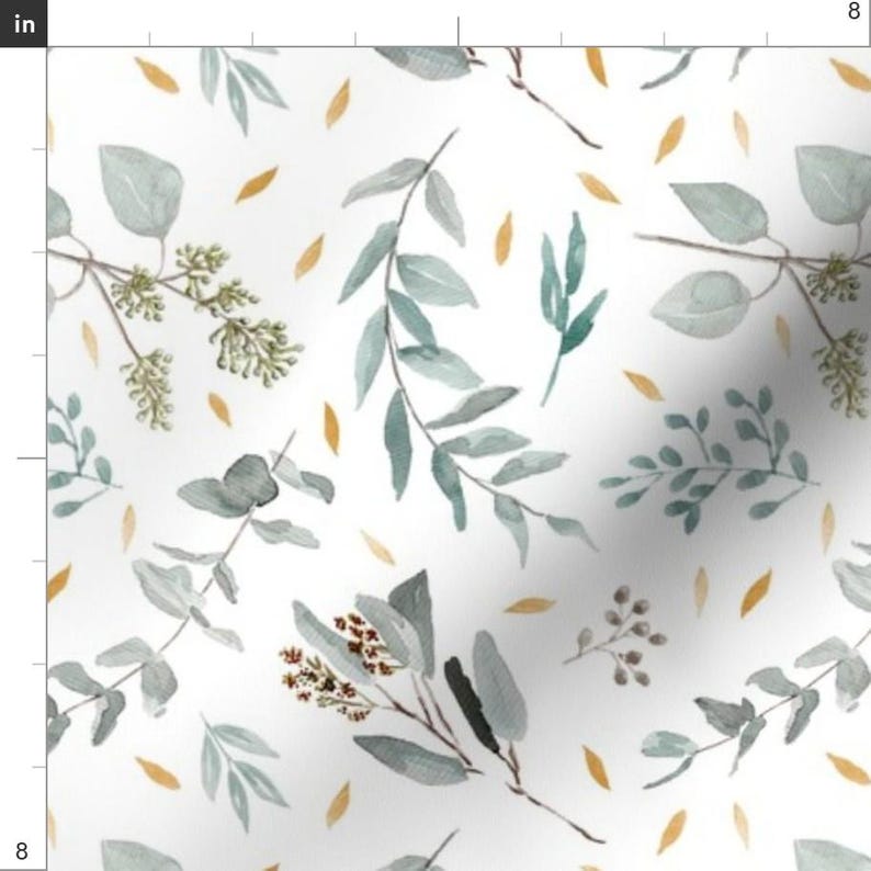Foliage Fabric - Eucalyptus Leaves + Gold Flecks || Australian Native Leaves + Foliage By Erin Kendal - Foliage Fabric With Spoonflower image 3