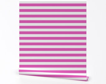 Stripes Wallpaper - Horizontal Light Pink White By Elsielevelsup - Pink Custom Printed Removable Self Adhesive Wallpaper Roll by Spoonflower