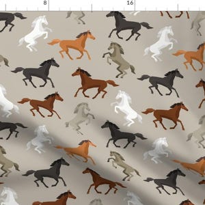 Wild Horses Fabric - Running Wild By Floramoon Designs - Wild Horses Mustangs Animals Herd Nature Cotton Fabric By The Yard With Spoonflower