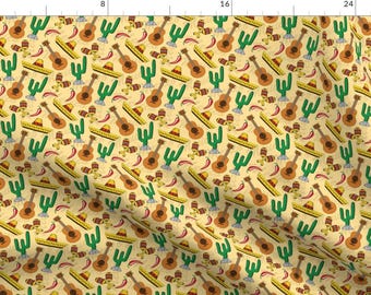 Fiesta Fabric - Cinco De Mayo By Sandityche - Mexican Holiday Sombrero Cactus Maracas Mexico Cotton Fabric By The Yard With Spoonflower