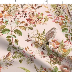 Woodland Birds Fabric - Birds In Woods by thistleandfox - Romantic Botanical Vintage Style Cottagecore Fabric by the Yard by Spoonflower