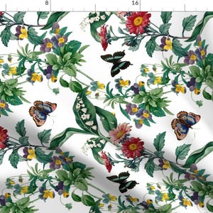 Botanical Fabric - Garden Party By The Everyday Maximalist - Flowers Butterflies Spring Florals Cotton Fabric By The Yard With Spoonflower