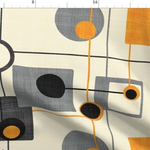 Midcentury Mod Fabric - Orbs And Squares Orange And Cream By Chicca Besso - Retro 60s Cotton Fabric By The Yard With Spoonflower