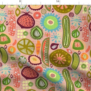 Pickled Vegetables Fabric - Pickles In My Pantry By Slumbermonkey - Retro Vintage Kitchen Veggies Cotton Fabric By The Yard With Spoonflower