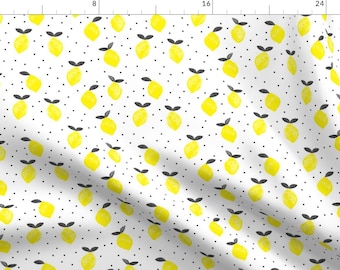 Lemon Fabric - So Fresh Lemons (Black & Yellow) By Littlearrowdesign - Summer Lemon Fruit Citrus Cotton Fabric By The Yard With Spoonflower