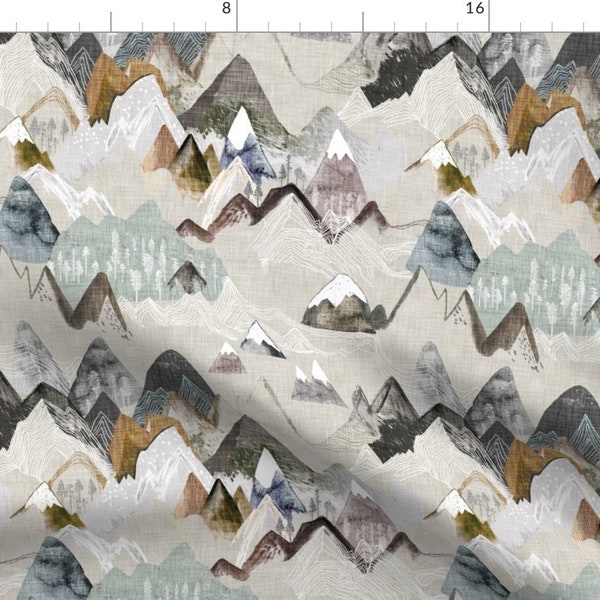 Grey Woodland Fabric - Call Of The Mountains by nouveau_bohemian - Nature Gender Neutral Mountains Hiking Fabric by the Yard by Spoonflower