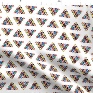 Pool Fabric - Eight Ball Racked By Thin Line Textiles - Pool Billiards Games Solids Stripes Cotton Fabric By The Yard With Spoonflower