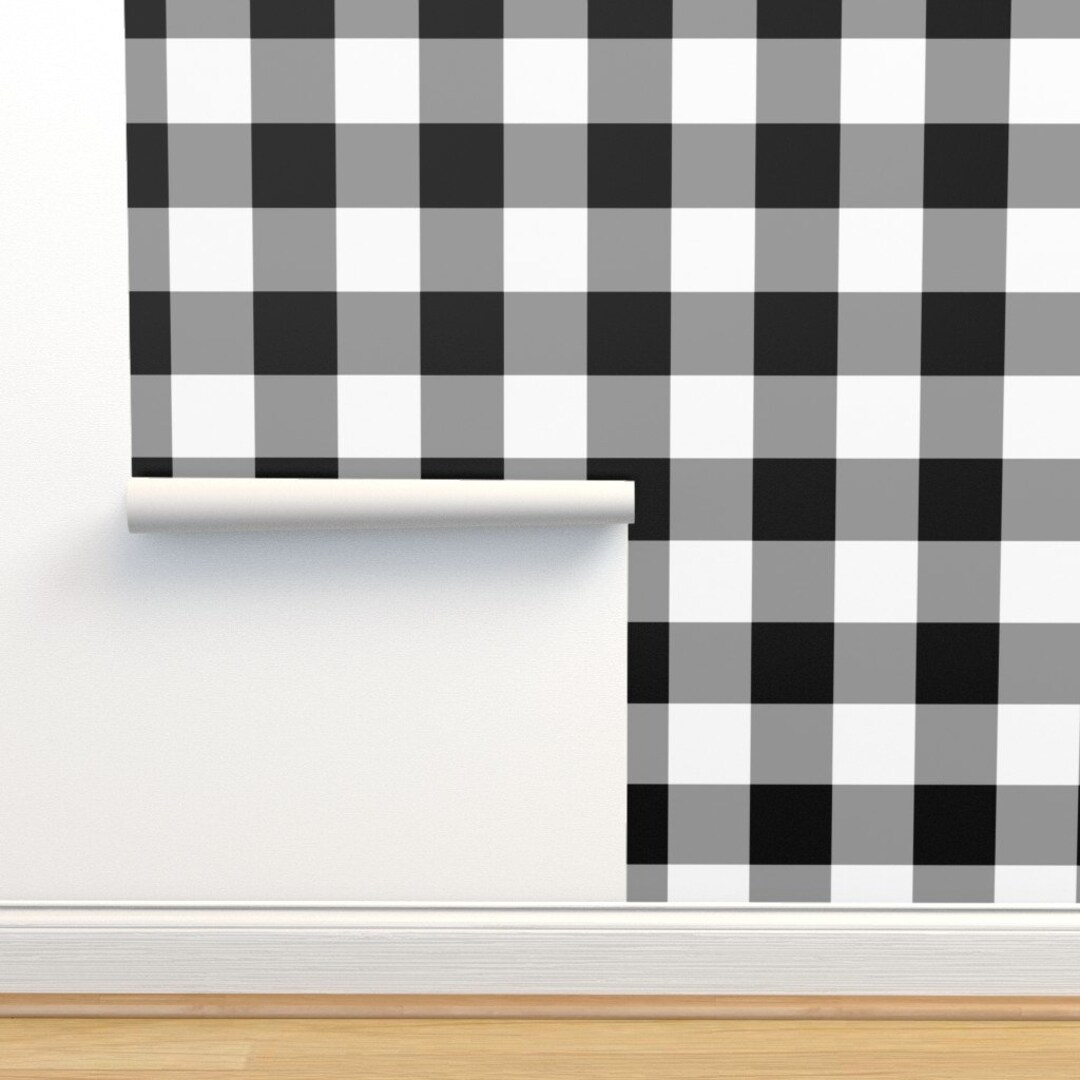Gingham Wallpaper Black and White by Peacoquettedesigns - Etsy