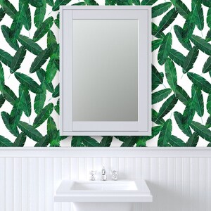 Banana Leaves Wallpaper Banana Leaves on White by - Etsy