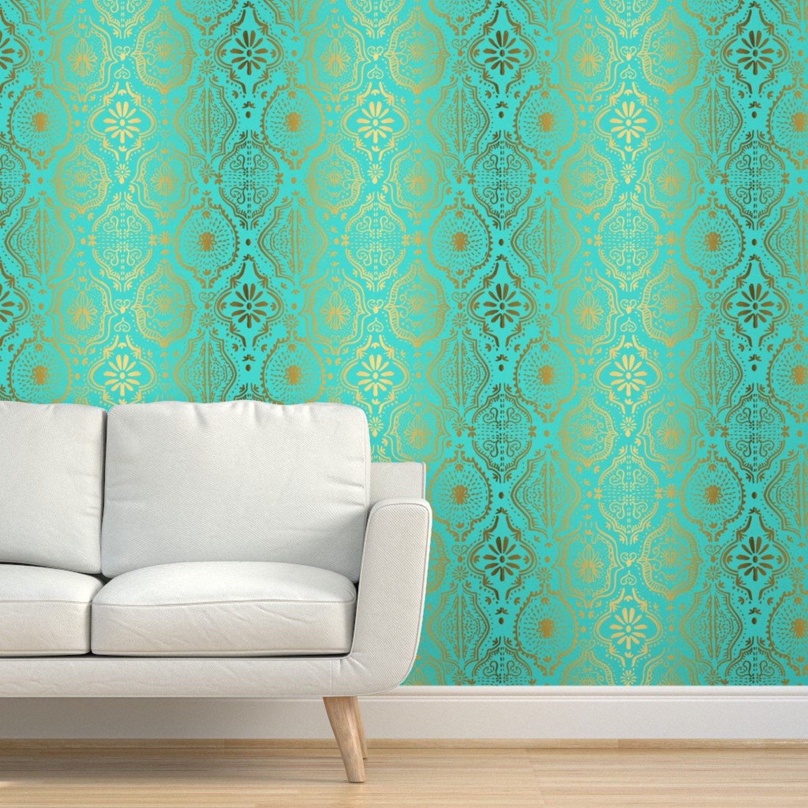 Moroccan Wallpaper Moroccan Tile by Charlottewinter Teal | Etsy UK