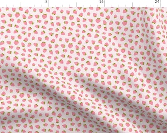 Strawberry Fabric - Strawberries By Littlearrowdesign - Pink White Picnic Summer Fruit Strawberry Cotton Fabric By The Yard With Spoonflower