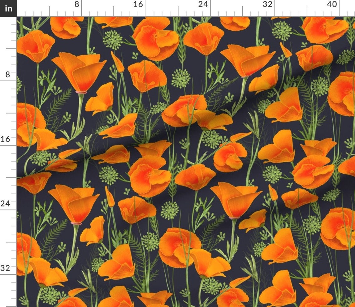 California Poppy Fabric Poppies Outside My Window By Etsy