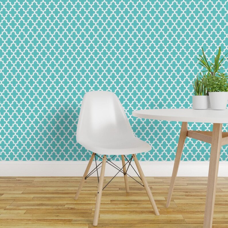 Papel tapiz de cuatro hojas - Turquesa marroquí de Sweetzoeshop - Decoración moderna para el hogar Ropa de cama Ropa de tela de algodón cortada a medida con Spoonflower imagen 3