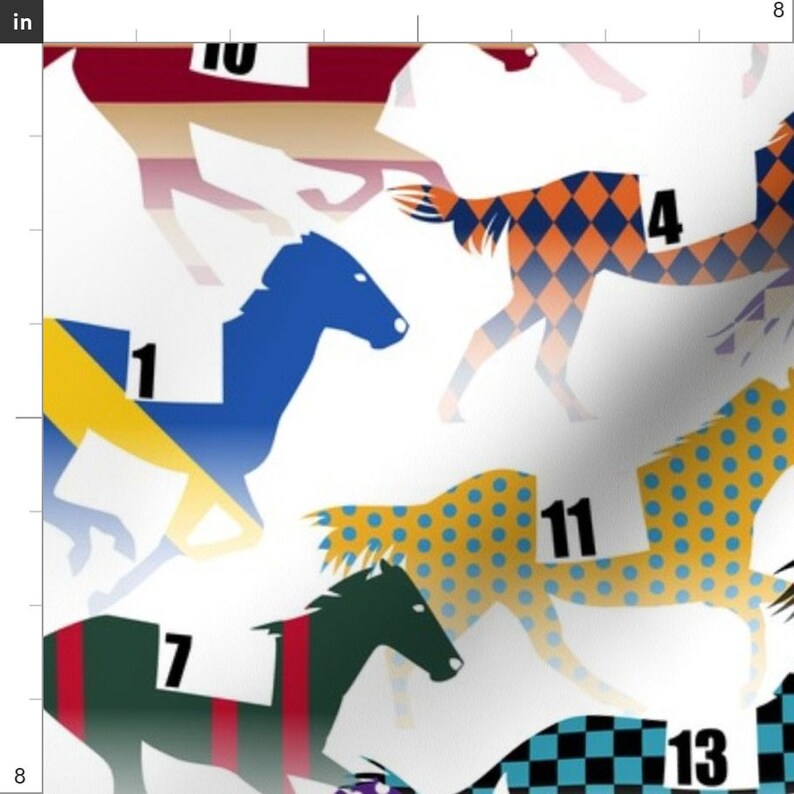 Horse Racing Fabric off to the Horse Races by Wickedrefined Etsy UK